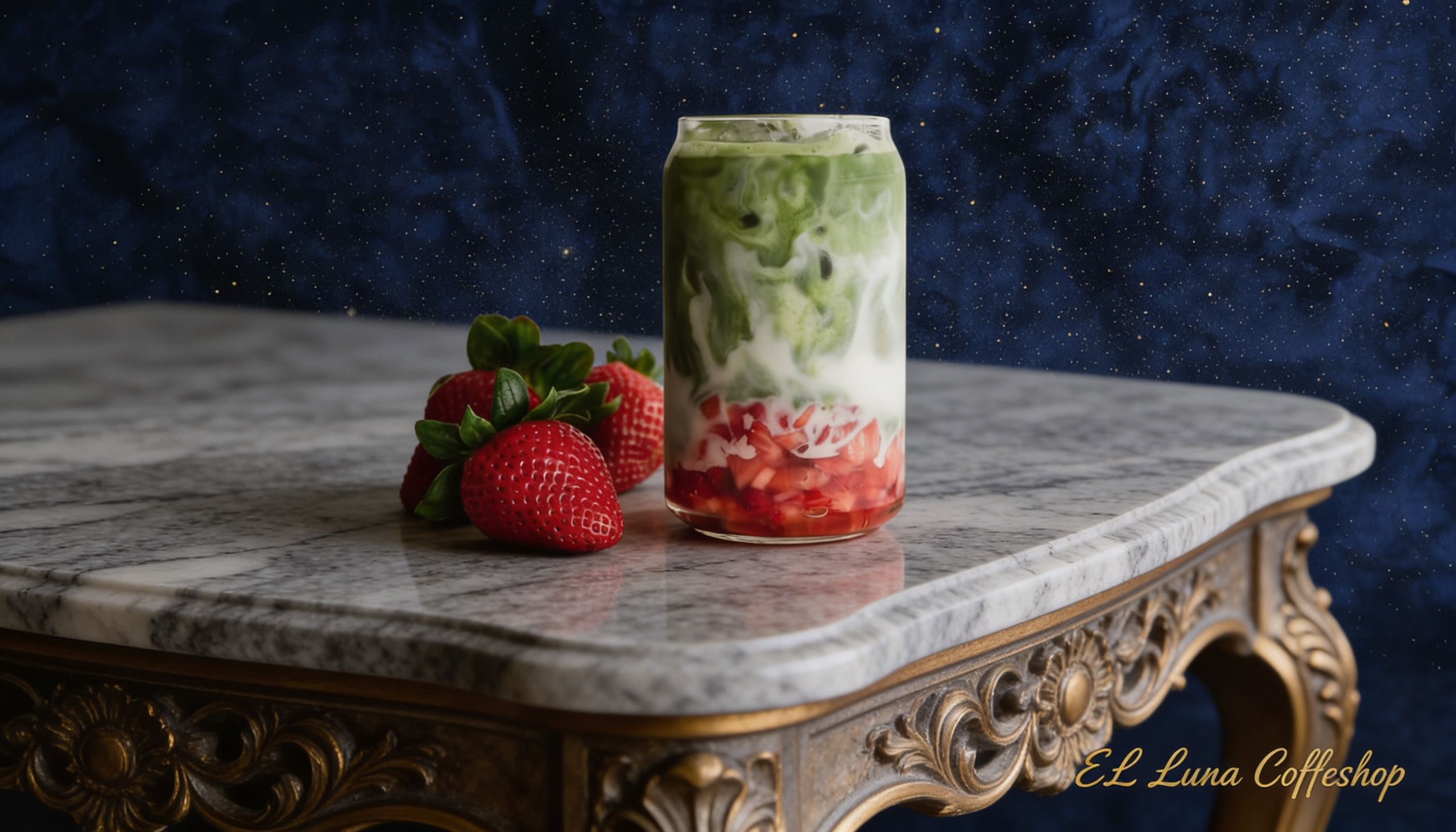 Iced Strawberry Matcha , Minuman Segar Perpaduan Matcha dan Stroberi