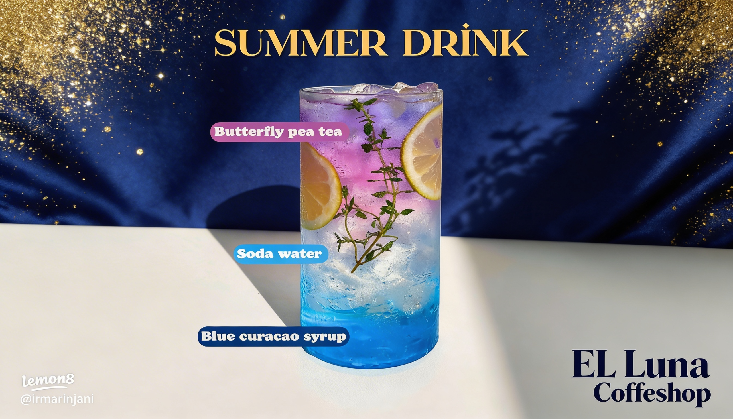 Summer Drink Minuman Segar Perpaduan Butterfly Pea Tea, Blue Curacao, dan Soda sebagai mood booster